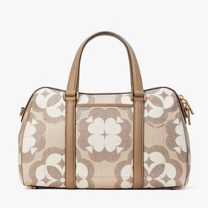 New Kate Spade Spade Flower Monogram Coated Canvas Satchel Natural Multi